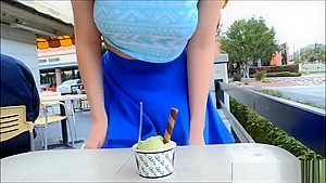 Teen upskirt no panties in public place