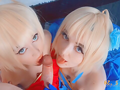 Artoria And Nero Do Blowjob Together Shot Today