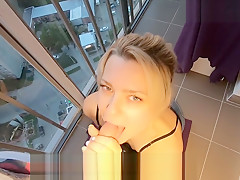 Blowjob and Rough PUBLIC Teen sex on the balcony